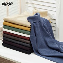 Men's Sweaters HIQOR Men Turtleneck Knitted Sweater Oversized Pullovers 5XL 4XL Business Casual Pullover Winter Male Homme Man Clothes 230918