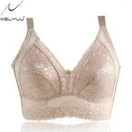 Women's Full Cup Plus Size Bras Non Padded Cotton Brassiere Unlined Lace Bralette Wireless Minimizer Bras Lingerie BH1243E