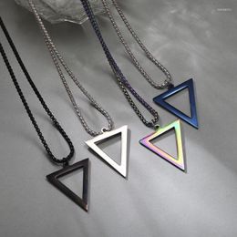 Pendant Necklaces Rinhoo Stainless Steel Men's Jewellery Punk Triangle For Men Women Fashion Geometric Male Chain Necklace