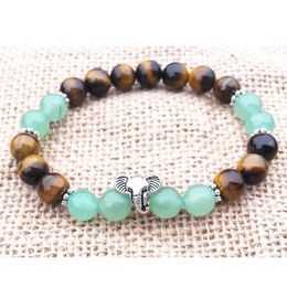 MG0756 Elephant Charm Bracelet A Grade Tiger's Eye Energy Bracelet Natural Green Aventurine Beaded Bracelet Women's Gift266B