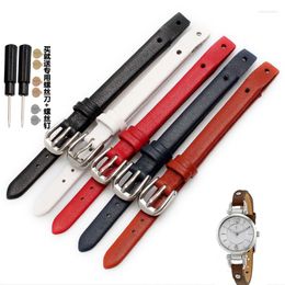 Watch Bands Genuine Leather Watchband For ES4119 ES4000 8mm Strap With Tools High Quality Bracelet U-type Interface Black