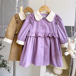 Jackets Girls Coats Autumn Spring Trench Jacket Coat 2-7Yrs Fashion Korean Tops Children Clothes For Kids Outerwear Birthday Present