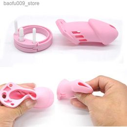 Other Health Beauty Items Pink Soft Silicone Male Chastity Cage Device Gimp Small/Large Lockable Ring s with 5 Cock Ring Penis Sleeve for Men BDSM Q230919