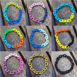 Charm Bracelets Mix Color Rubber Plated Acrylic Chain Bracelet For Women Geometric Handmade Wholesale Accessories Bijoux