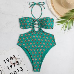 Women's Swimwear Intimates With Dress Brassiere Slim Beachwear Swimming Costume Jumpsuit Swimsuit Hanging Neck Bra