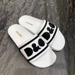 Designer de luxo de borracha beachwear impressão plana slide chinelo preto branco colorido verão flip flops sapatos casuais plataforma carta borracha