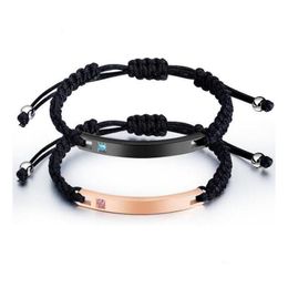 Stainless Steel Couple Bracelet Rose Gold/Black Colour Charm Love Bangle Titanium Hand Rope Sier Fashion For Women Drop Delivery Dhgfy