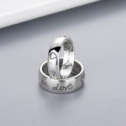 Women Girl Flower Bird Pattern Ring with Stamp Blind for Love Letter Ring Gift for Love Couple High Quality Jewelry223T