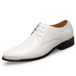 Dress Shoes Black Leather Low Top Soft Men Dress Shoes Solid Color Men Premium Patent Leather Shoes White Wedding Shoes Size 38-48 230918