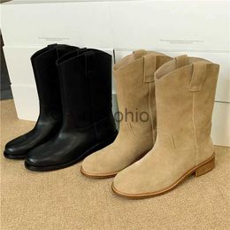 Boots 2023 Winter Classic Chelsea Boots for Woman Cow Suede Pointy toe Wedge Heel Ankle Boots Simple Comfortable Cowboy Boots Female J230919