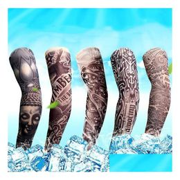 1Pcs Trendy Summer Sunsn Glove Protection Arm Tattoo Sleeve Men Women New High Elastic Fake Temporary Drop Delivery Dhr3Q