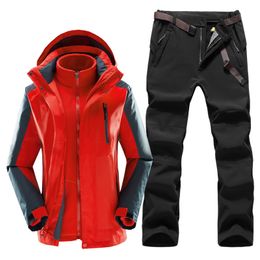 Skiing Suits Autumn and Winter Outdoor ThreeinOne Suit Brushed Thick WearResistant Mountaineering 230918