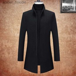 Men's Wool Blends Plus Size S-3XL Business Long Length Zipper Woollen Overcoat Men's Coats Casual 40% Wool Windbreaker Streetwear Top Thick Jackets L230919