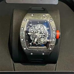 Luxury Richarmilles watch Band Luxury New Element RM055 Carbon Fiber Hollow Automatic Machine Rubber
