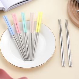 Chinese Style Multicoloured Stylish Non-slip Design Stainless Steel Chopsticks DF1235