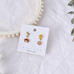 Stud Earrings Cute Animal Cartoon Set For Women Girl Goblet Coconut Tree Star Kitten Pumpkin Car Jewellery Christmas Gift