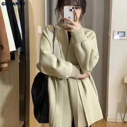 Women's Jackets Autumn Winter Knitted Cardigan Coat Women Korean Style Fashion Long Sleeve Sweater Tops Y2k Streetwear Black Cardigans Outerwear 230919