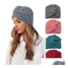 Women Knitted Hat Beanie Mask Skl Cap Winter Outdoor Warm Hats Muslim Bohemia Baotou Drop Delivery Dhgig
