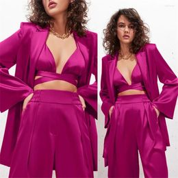 Women's Two Piece Pants Rose Red 2 Pieces Women Suits Custom Made Blazer Guest Tuxedos Single Button Wedding Prom Party Suit Set