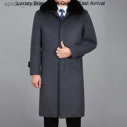 Men's Wool Blends New 2023 Wool Coat Cashmere Overcoat Real Rabbit Fur Thick Warm Winter Coats s Peacoat Long Jacket Men M-4XL L230919