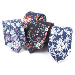 TAGER WILEN Men's Slim Necktie Casual Cotton Floral Skinny Tie 6cm -Various Styles319q