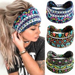 Other 2023 Boho Flower Print Wide Headbands Vintage Knot Elastic Turban Headwrap for Women Girls Cotton Soft Bandana Hair Accessories 230919