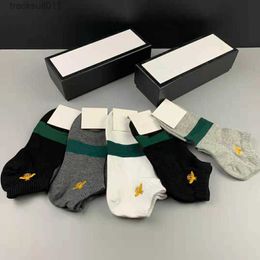 Men's Socks Fashion Mens and Womens Four Seasons Pure Cotton Ankle Short Socks Designer Breathable Outdoor Leisure 5 Colours Business Sock With box L230919