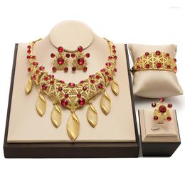 Necklace Earrings Set High Quality Jewelry Woman Brazilian 18K Gold Plated Sets Bracelet Ring Wedding Jewellery Accessories