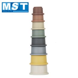 Intelligence toys Baby Stacking Cup Toys Interesti Montessori Color Rainbow Stack Ring Tower Games Early Educational Intelligence Children Gifts 230919