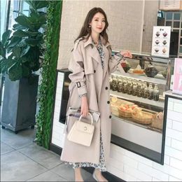 Women's Jackets Trench Coat for Women 2023 Spring and Autumn Mid Length Fashion Solid Colour Temperament Goddess Fan British Style 230918