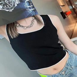 T-shirt Ladies Top Tank Camis Brand Cotton Sexy Black White Camisole Letter Short Sleeve for women and Girl Vest303m