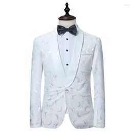 Men's Suits Fall And Winter Jacquard Long Sleeve Top A Button Groom's Suit In White Large Size Clothes Tops