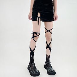 Women Socks Tie Lace Fishnet Stockings Irregular Split-toe Calf Women's Middle Tube Straps Summer Sexy Long Japanese