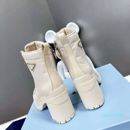 Designer Boots Autumn and Winter Top Brand Women's Shiny Leather and Nylon Lace Up High Heels