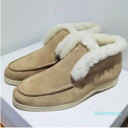 Winter Suede leather Fur inside Dress shoes Mens Spring Autumn women Driving casual Shoe loro luxury design open walk flats Loafers Mocassin Unisex Size