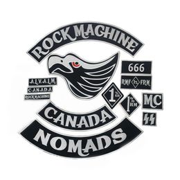 Original Rock Machine Motorcycle Embroidery Biker Badge Large Size Patch For Full Back Of Jacket Iron On Vest Rocker Patches194u