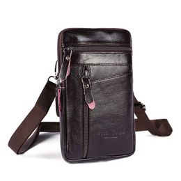 Outdoor Bags Men's Genuine Leather Crossbody Mobile Phone Bag Male Vintage Single Shoulder Small Belt Bag Outdoor Travel Waist Fanny Pack 230919