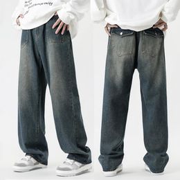 Men's Jeans Baggy Men Trousers Wide Leg Casual Pants Denim Clothing Streetwear Loose Fit Vintage Kpop Fashion Pockets