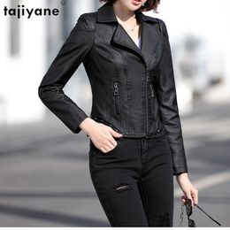 Women's Jackets Tajiyane PU Leather Jacket Women Motorcycle Women's Leather Jackets Spring Short Coats Black Slim Jackets Chaquetas Sq 230919