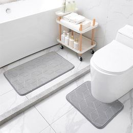 Bath Mats 2 Pieces Bathroom Toilet Mat Set 50x80cm Anti Slip 50x40cm U Shaped Pedestal Rug Absorbent Carpet Foot