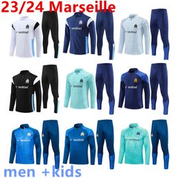 Marseille trascksuit MEN AND KIDS set 2023 2024 Football Soccer Marseille Training Suit 2023 24 OM Marseilles Survetement Maillot Foot Chandal