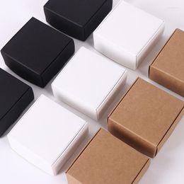 Gift Wrap 50pcs Multisize Kraft Paper Box White/Kraft/Black Packaging Candy Cookies Handmade Soap Party Favour Supplies