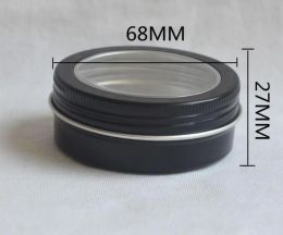 wholesale 2 oz Aluminium Tin Jar 60 ml Refillable Containers Bottle Clear Top Screw Lid Round Tins Container SN4169 LL