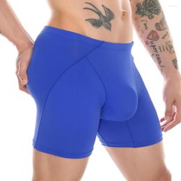 Underpants Lengthen Boxers Men Underwear Seamless Ice Silk Solid Mens U Convex Pouch Boxer Shorts Sporty Wear-Resistant Leg Panties A50