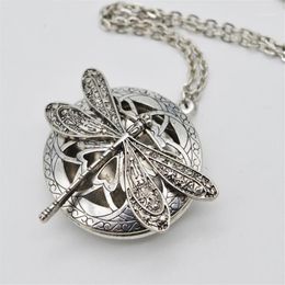 5pcs Jewelry Diffuser Lockets Necklace For Women Christmas Gift Vintage Hollow Locket With Dragonfly XL-511198P