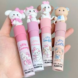 Lipstick FLORTTE Matte Lip Glaze Long Lasting Moisturizing Matte Mousse Lipstick Cartoon Co-branded Lip Cosmetics Korean Makeup 230919