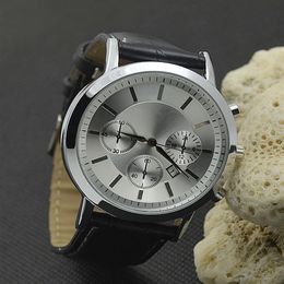 Fashion Popular Casual Top Brand Men watch Leather strap Quartz Wrist watches A03224l