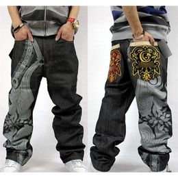 2020 Summer Hip hop Rap Baggy Jeans For Mens Embroidery Pants Fashion Denim Male Loose Jeans Dance straight Trousers Full Length2538