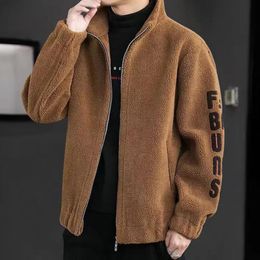 Men's Jackets Fashion Stand Collar Spliced Zipper Loose Letter Coats Men Clothing 2023 Autumn New Oversized Casual Tops All-match Warm 230919