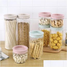 Food Savers Storage Containers Plastic Container Sealed Kitchen Can Grain Origin Box Transparent Three Piece Tank Drop Delivery Ho Dhjd1